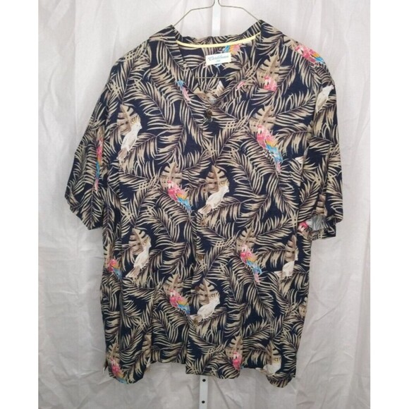 Caribbean Silk Hawaiian Aloha Shirt Size 3XL Parrots 100% Silk - Picture 1 of 6